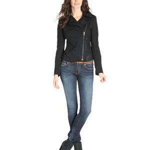 James Jeans Ponte Combo‎ Motorcycle Jacket Black P